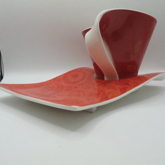 Villeroy & Boch New Wave Caffe Merah Coffee Mug Cup 12oz Snack Plate Saucer - Picture 4 of 16